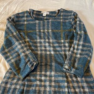Cold water creek Jersey flannel petite small plaid soft comfy dress